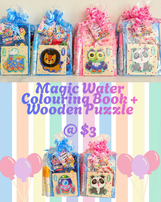 Magic Water Coloring Booklet + Wooden Puzzle